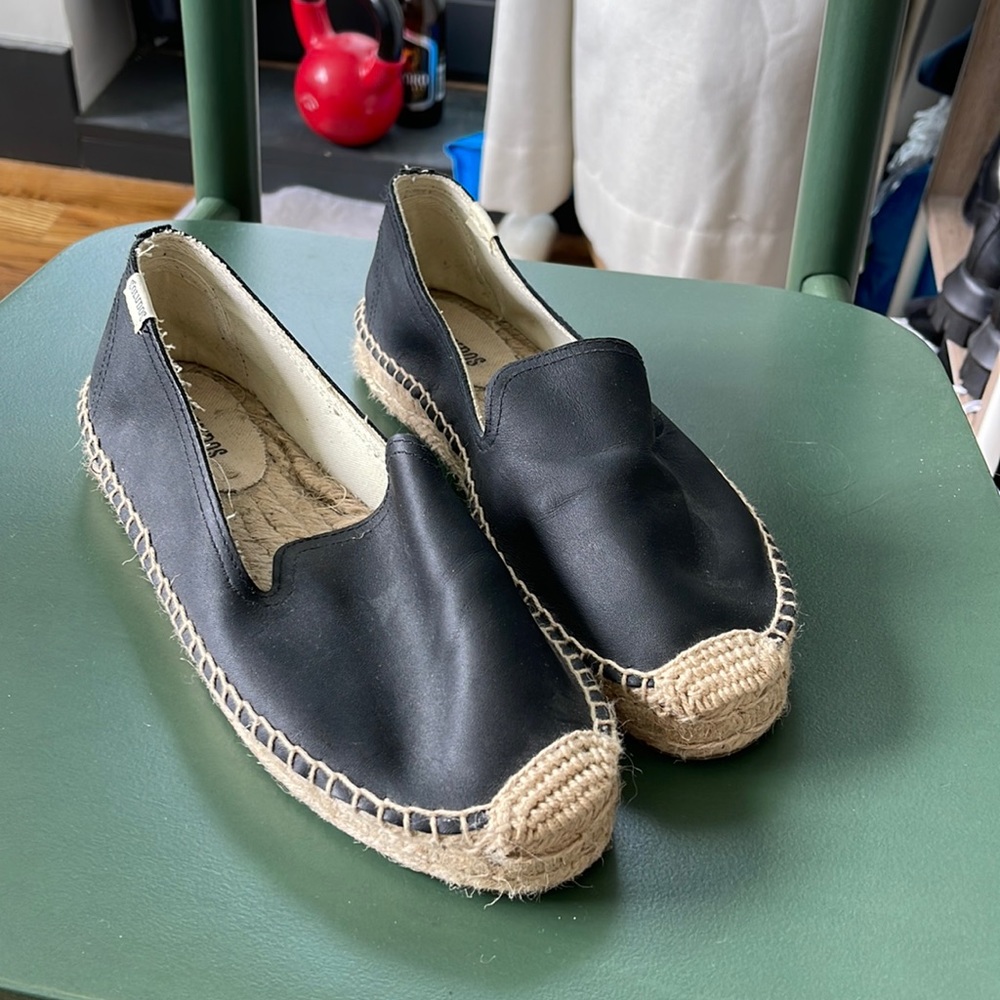 leather soludos espadrille smoking slipper size 8